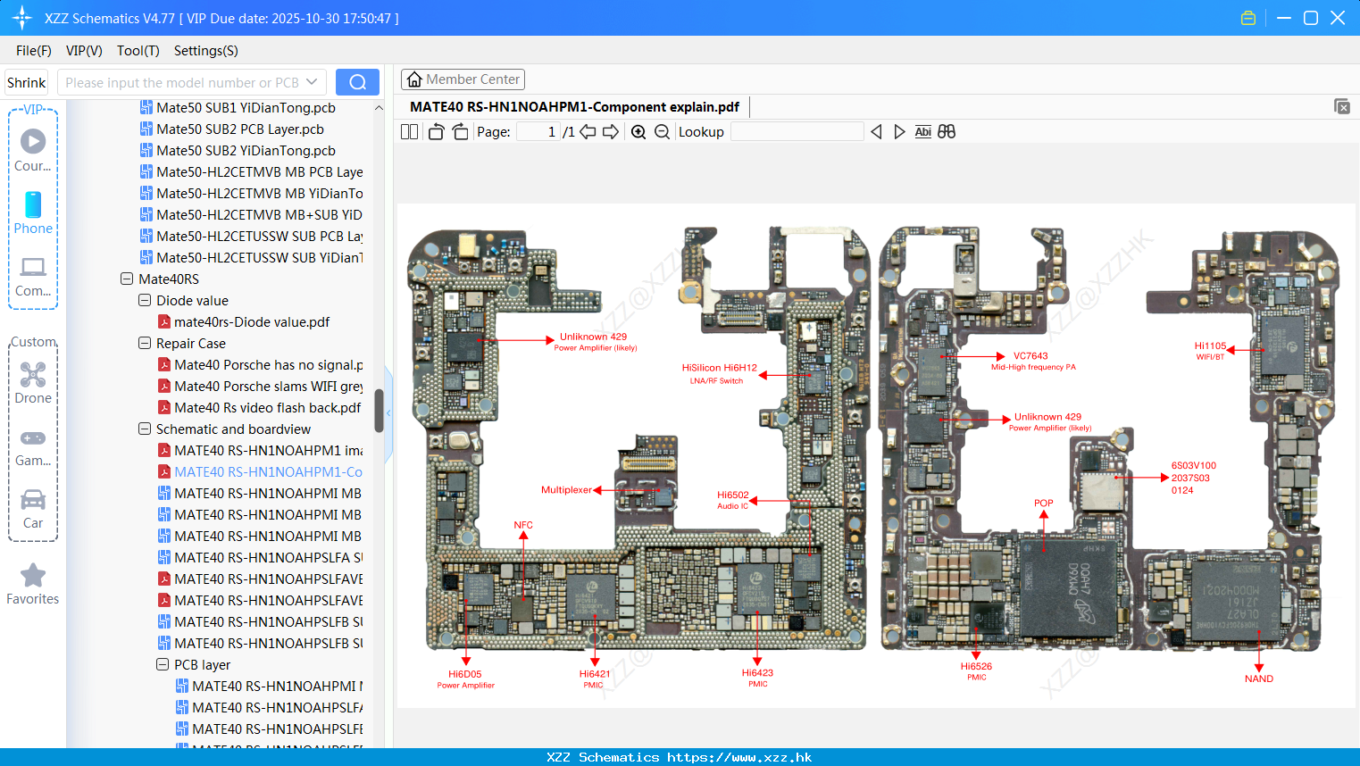 Huawei MATE40 RS-HN1NOAHPM1-Component Explain